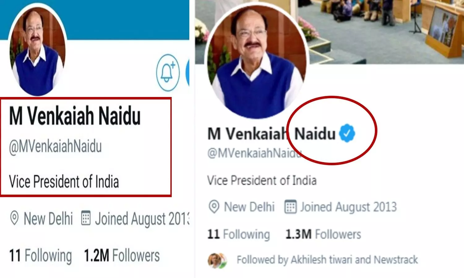 उपराष्ट्रपति वेंकैया नायडू का अकाउंट फिर वैरिफाई, Twitter का ब्लू टिक आया वापस