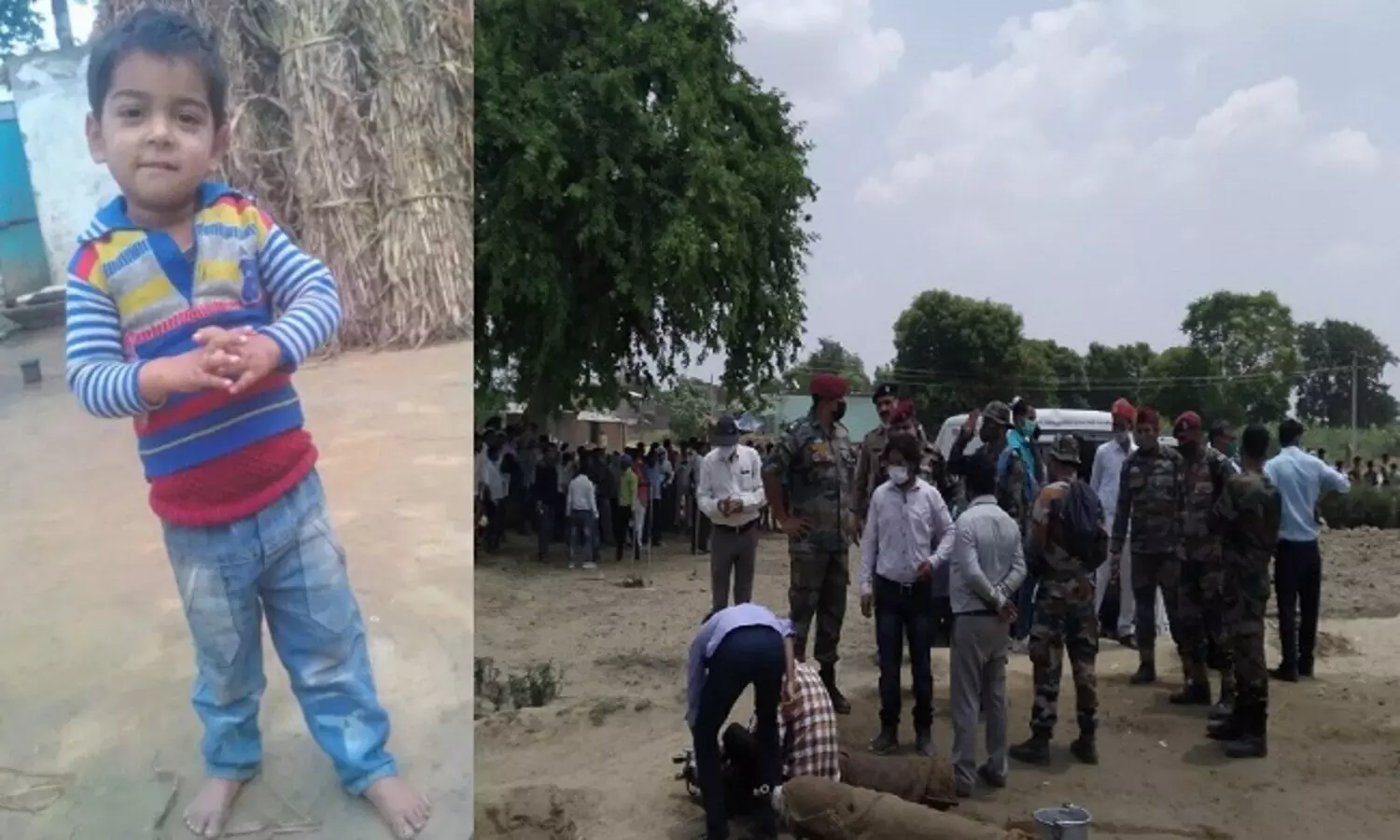 4 year old kid fall down in borewell