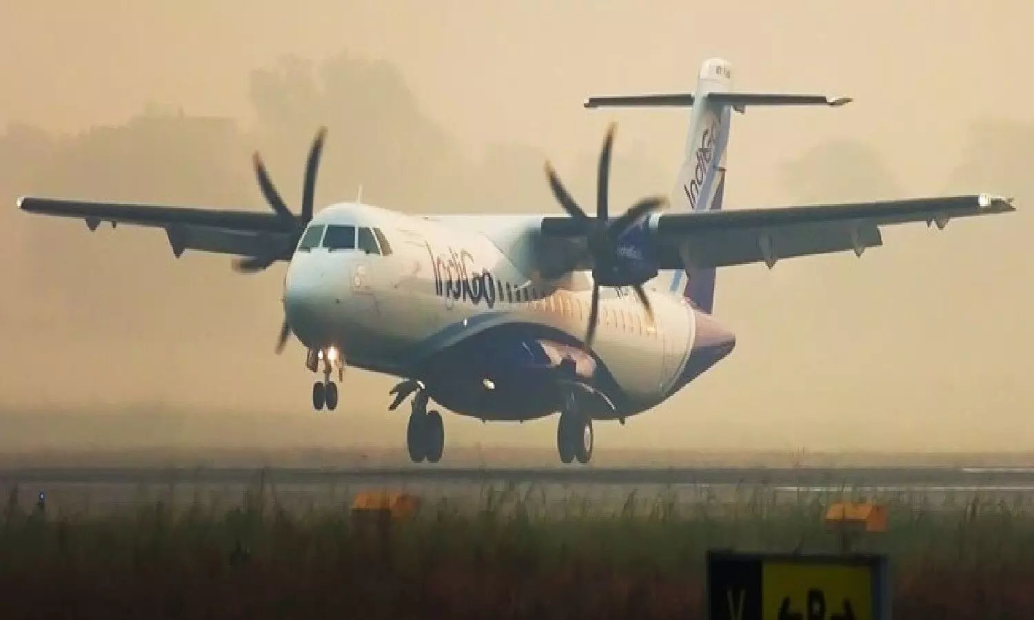 An IndiGo flights tire burst during its evening landing in Hubballi, Karnataka on Monday.