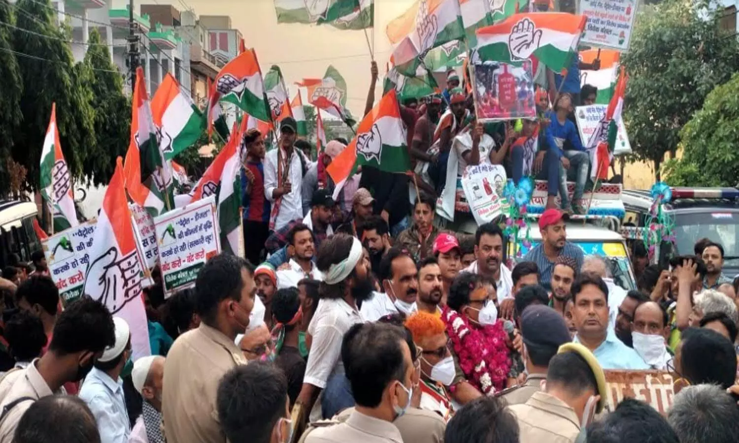 Congress Protest in Aligarh