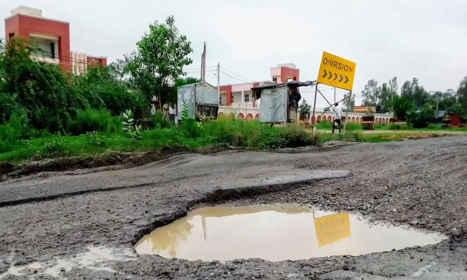 There are potholes everywhere on NH 24 highway