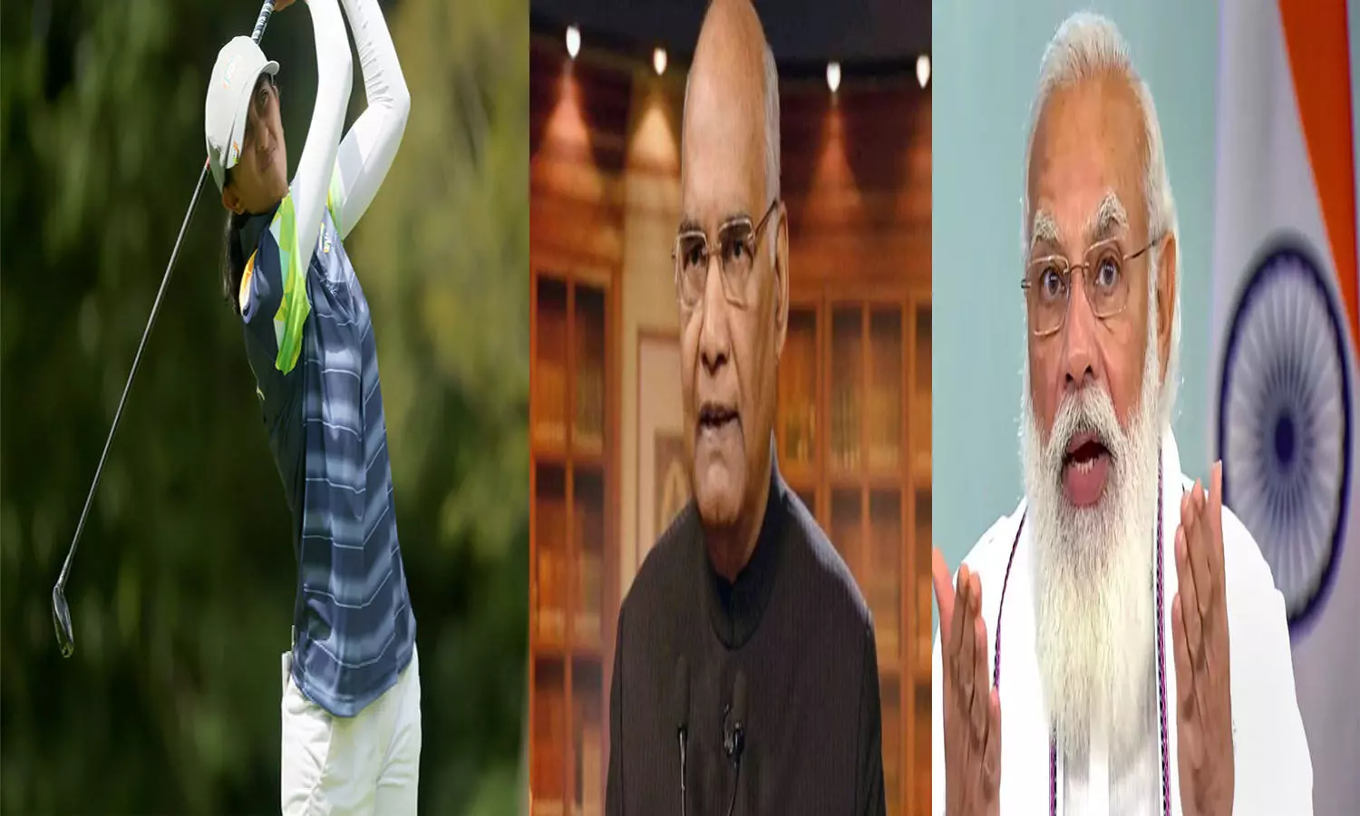 President Ram Nath Kovind-PM Modi-Aditi ashok