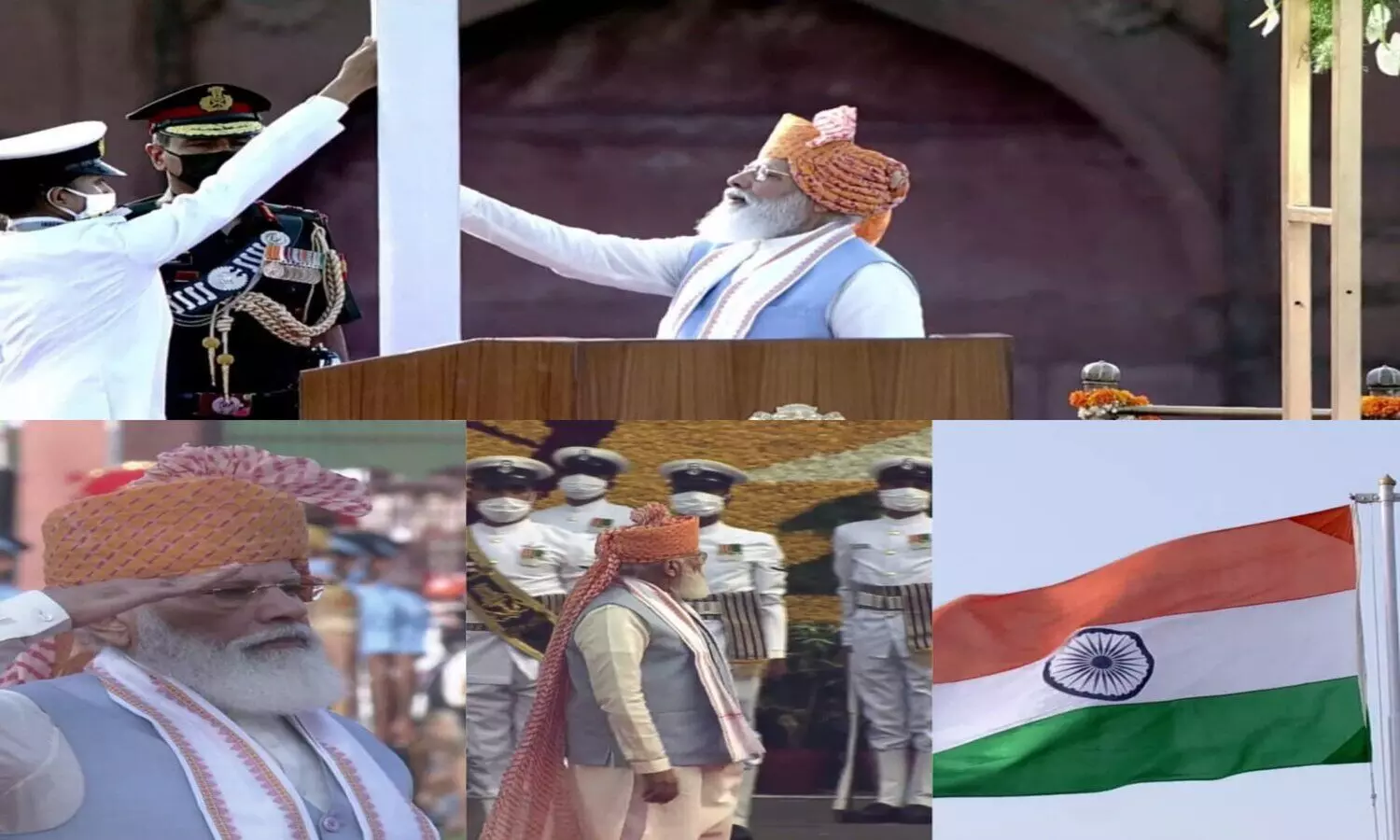 PM Modi unfurling the national flag