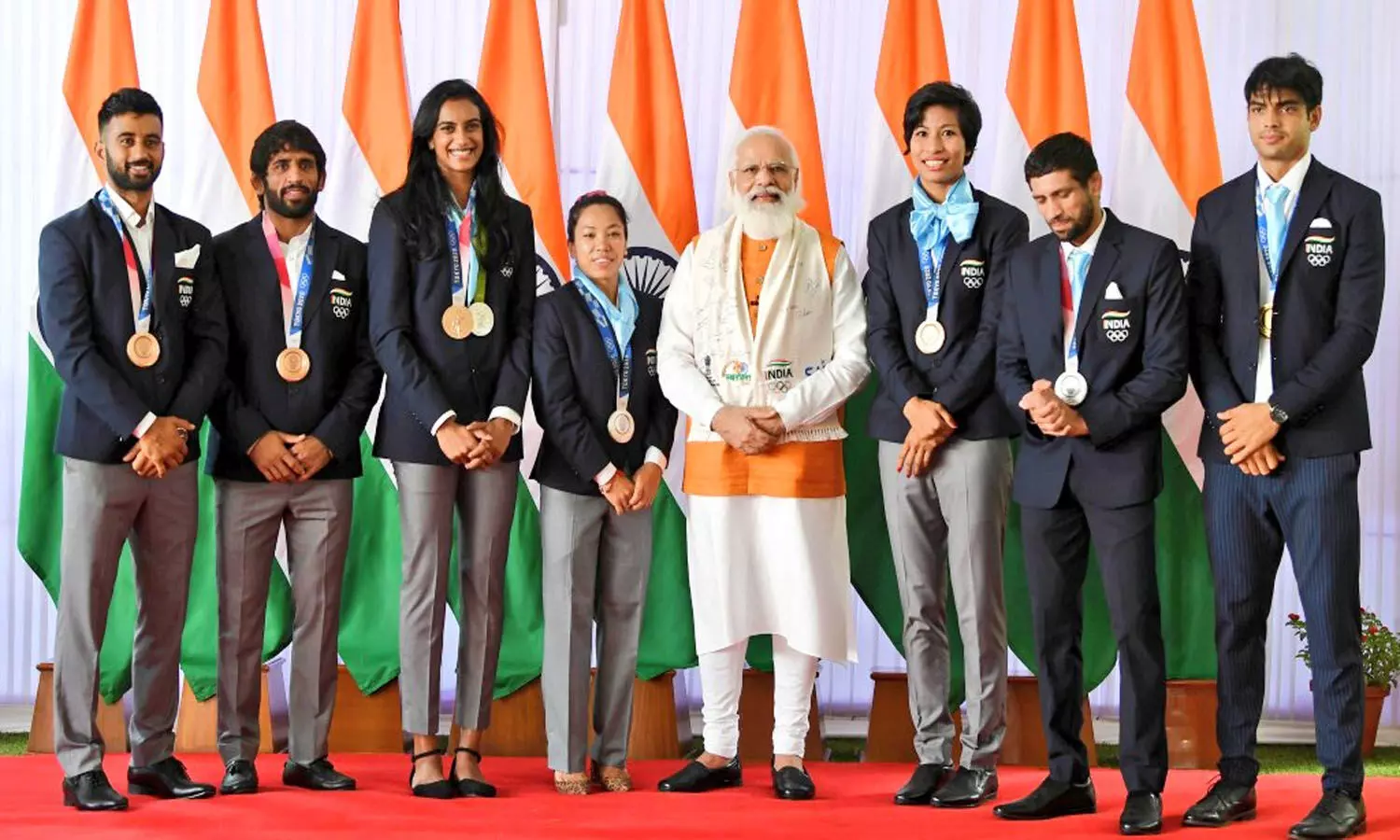Narendra Modi with Olympic Medalists