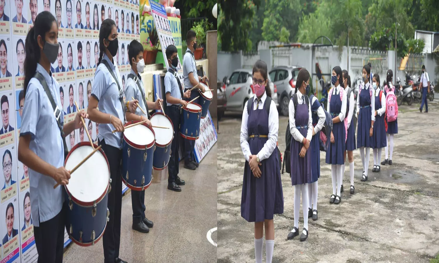 Schools Reopen: लखनऊ में आज 6 से 8 तक के स्कूल खुले, ड्रम्स बजाकर छात्रों का किया स्वागत