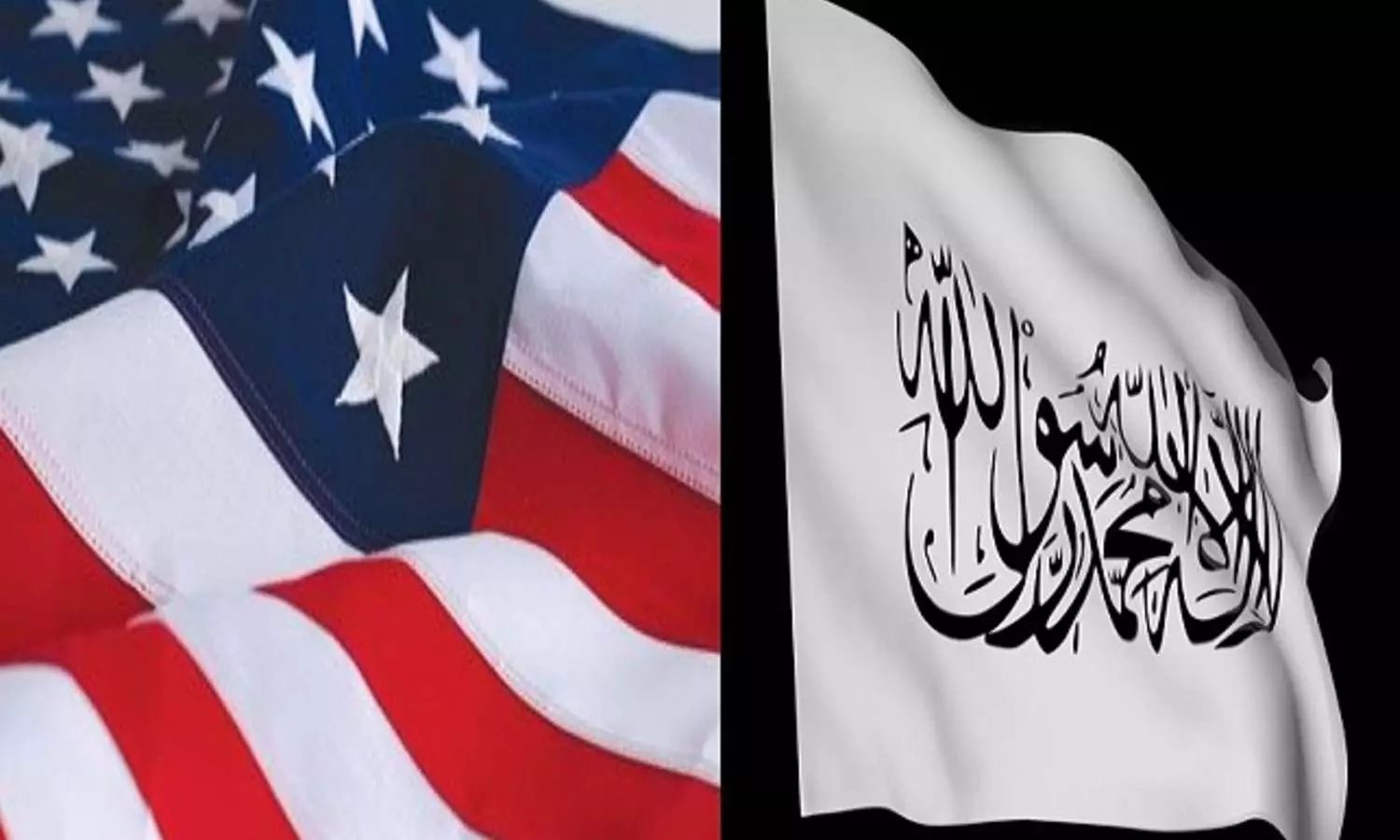 अमेरिका और तालिबान का झंडा