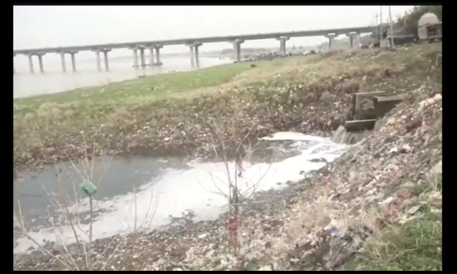 Chemical dissolve water flowing in ganga river