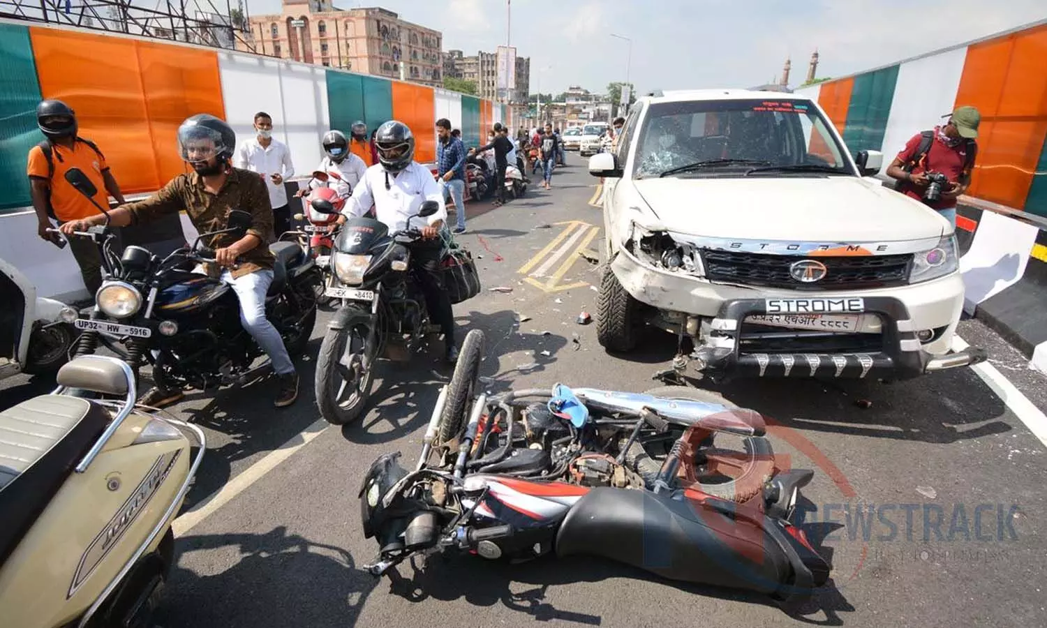 The accident took place on the over bridge of Chowk area after the inauguration