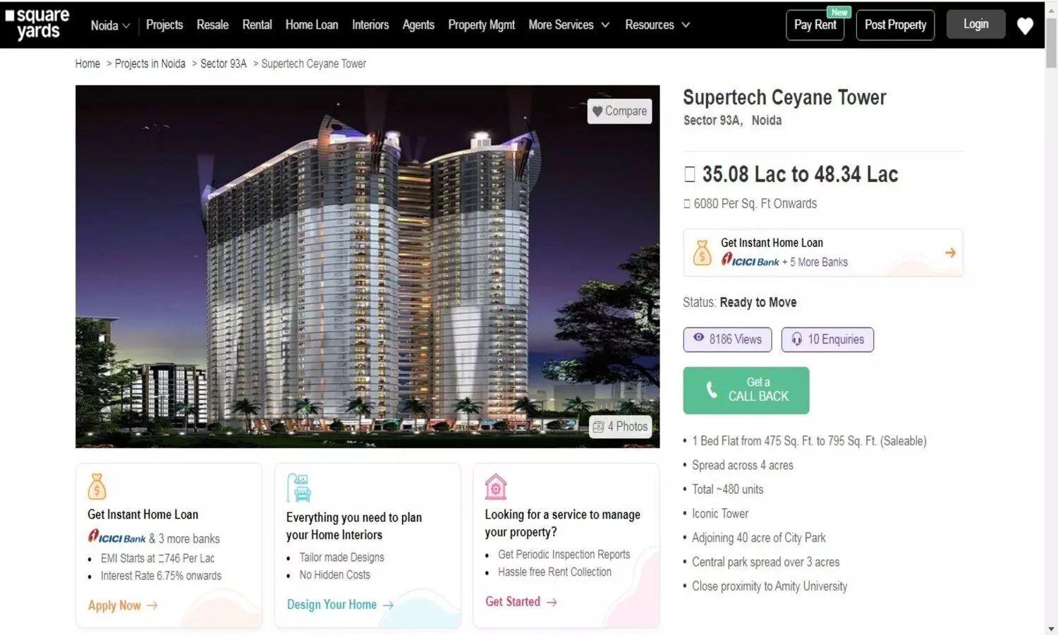 Advertisement of twin tower on website