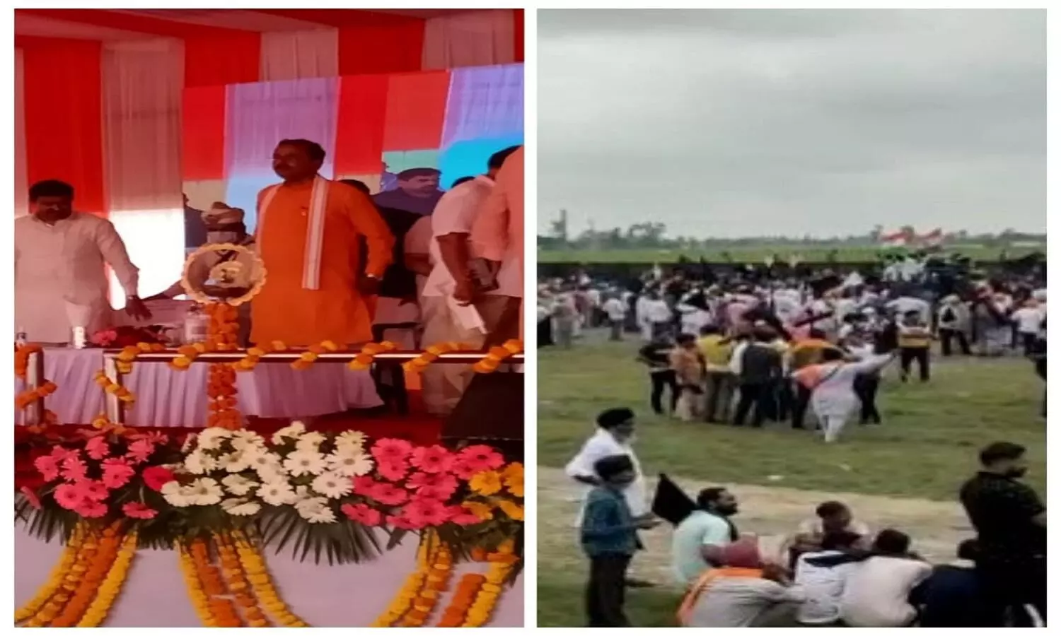 लखीमपुर खीरी में उपमुख्यमंत्री के हेलीपैड पर किसानों का कब्जा
