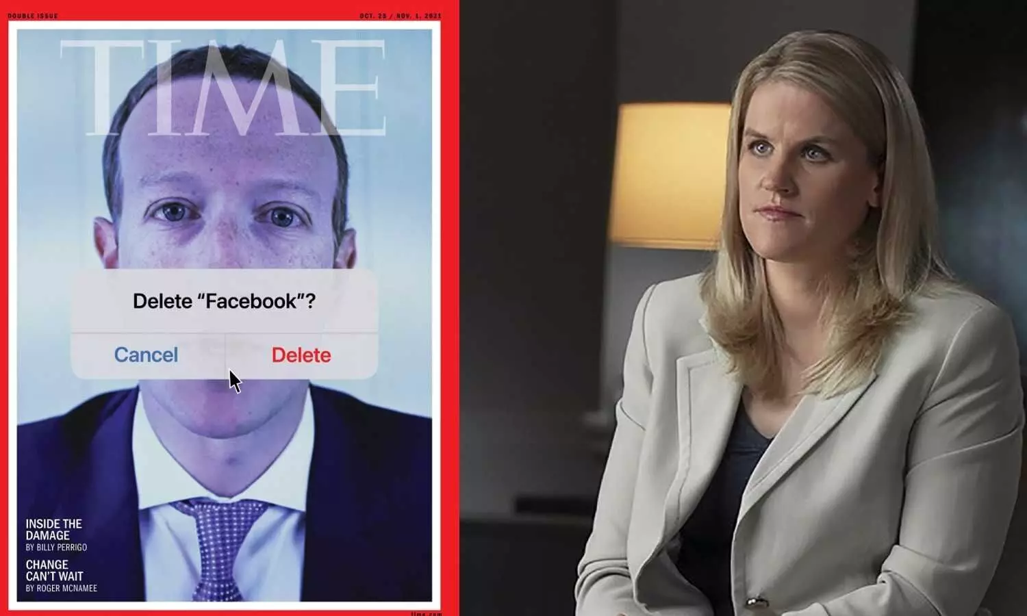 Mark Zuckerberg and former Facebook employee Frances Haugen