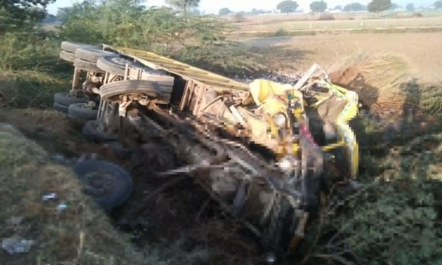 high speed dumper collided truck