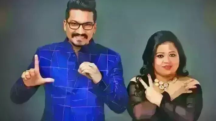 Entertainment News Pregnant Bharti Singh About To Fall On Set Husband Haarsh Limbachiya Scold