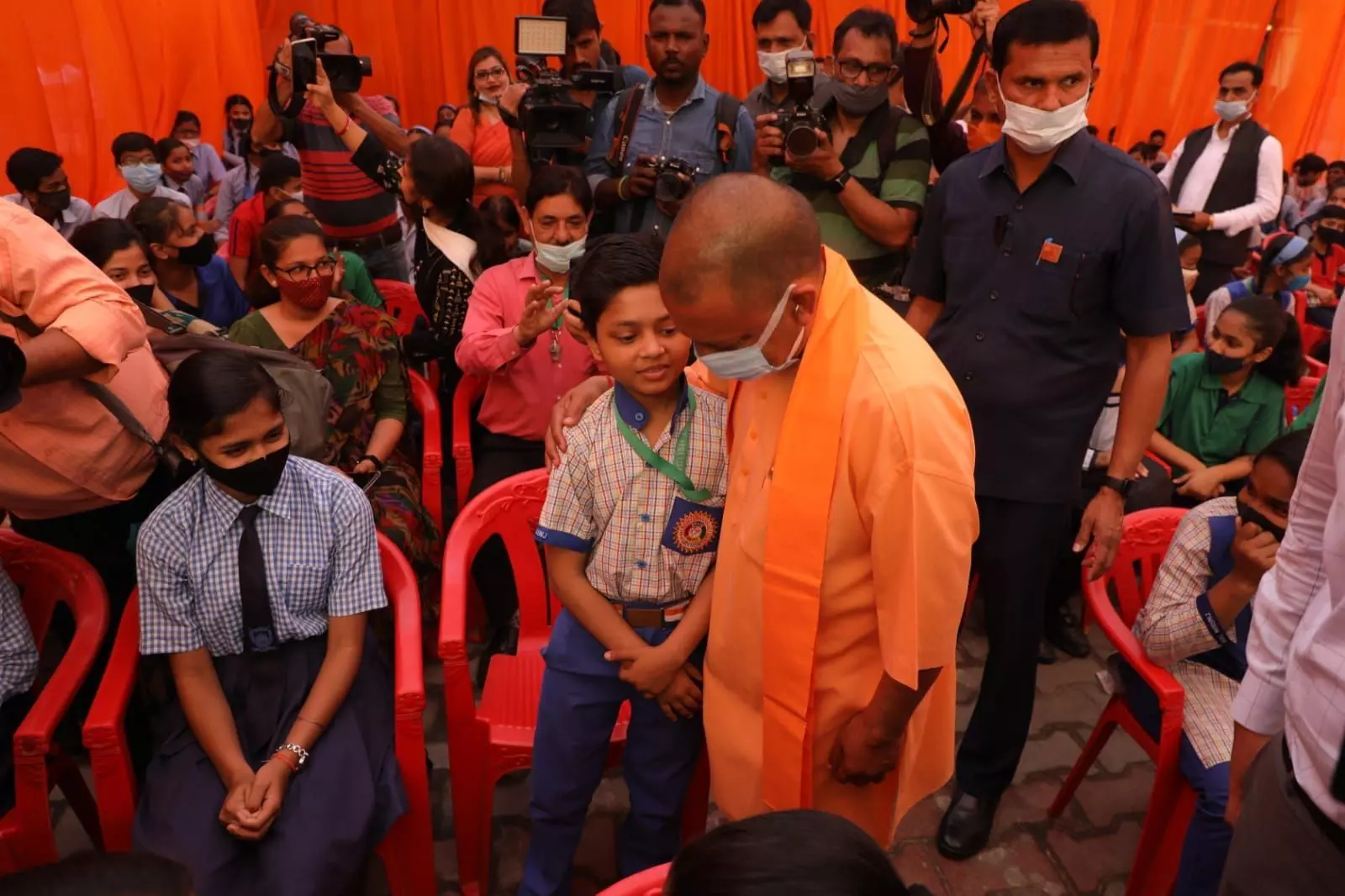 UP Covid vaccinations for children begins CM Yogi Adityanath visits vaccination booth for inspection