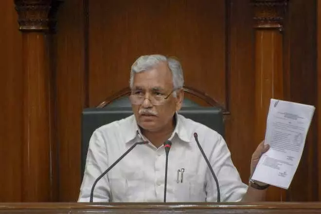 delhi assembly speaker ram niwas goel suspends 3 bjp mlas amid chaos-in-house