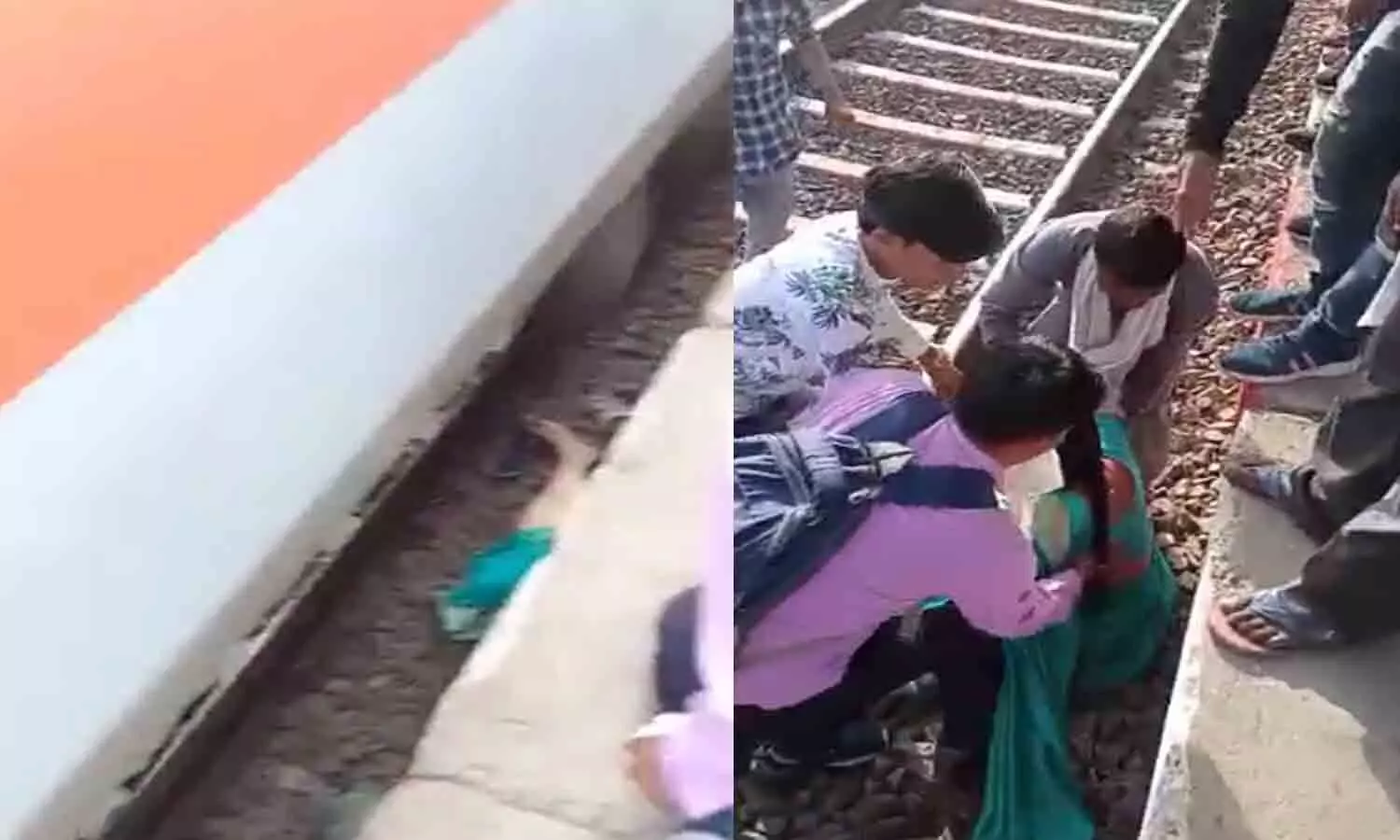 The whole train passed over the woman, yet escaped safely
