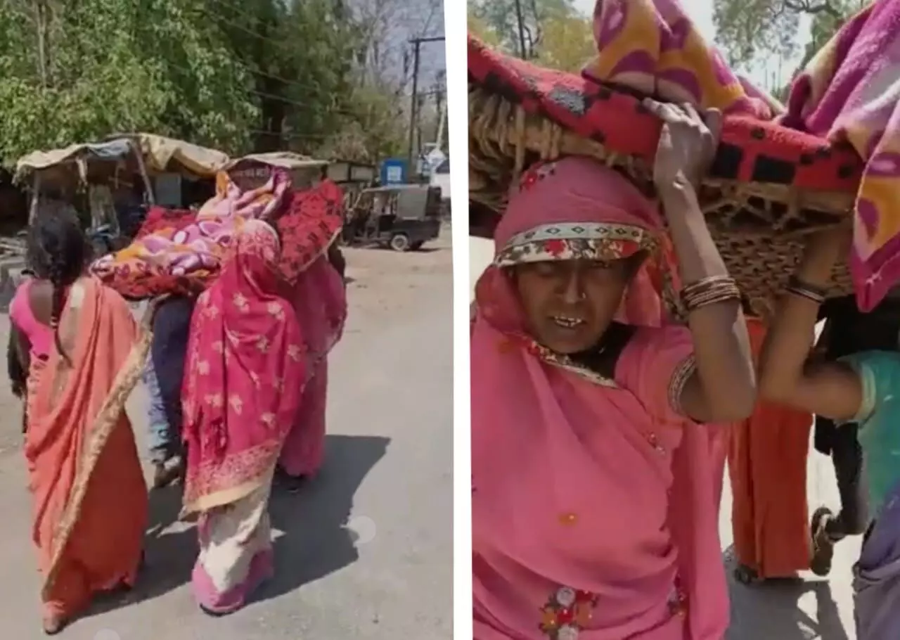 Daughters carrying mother death body on cot in Madhya Pradesh riwa