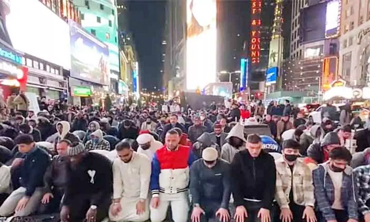 ramadan 2022 ​Namaz read on New York Times Square
