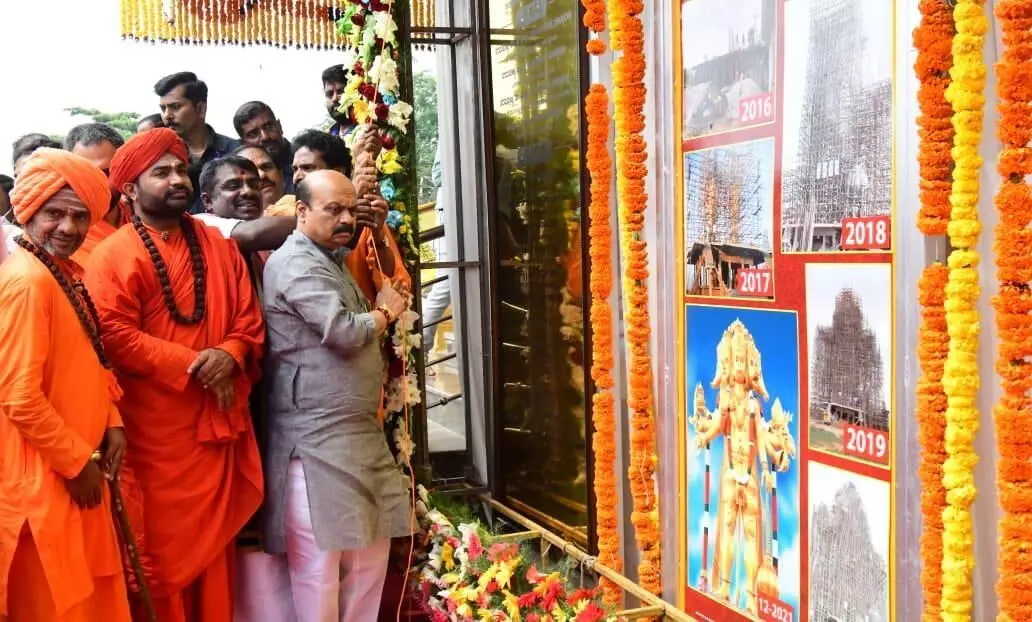 CM Basavaraj Bommai unveils Panchamukhi Anjaneya Swamy statue