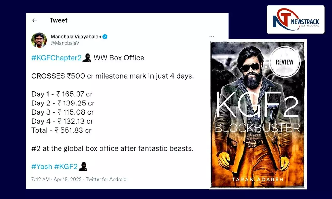 kgf chapter 2 fourth day box office collection