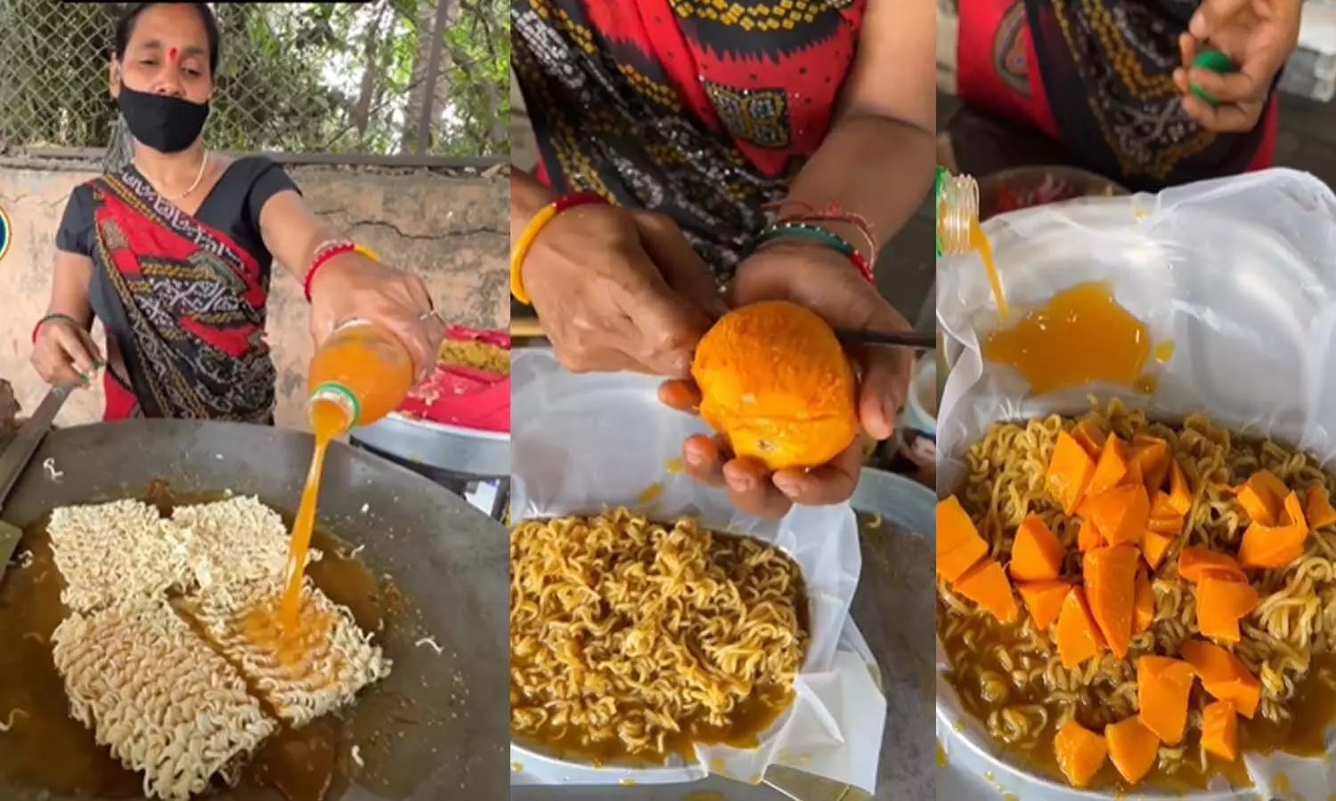 Experiment with Maggi Woman made Maggie with Mango fast recipe maggi