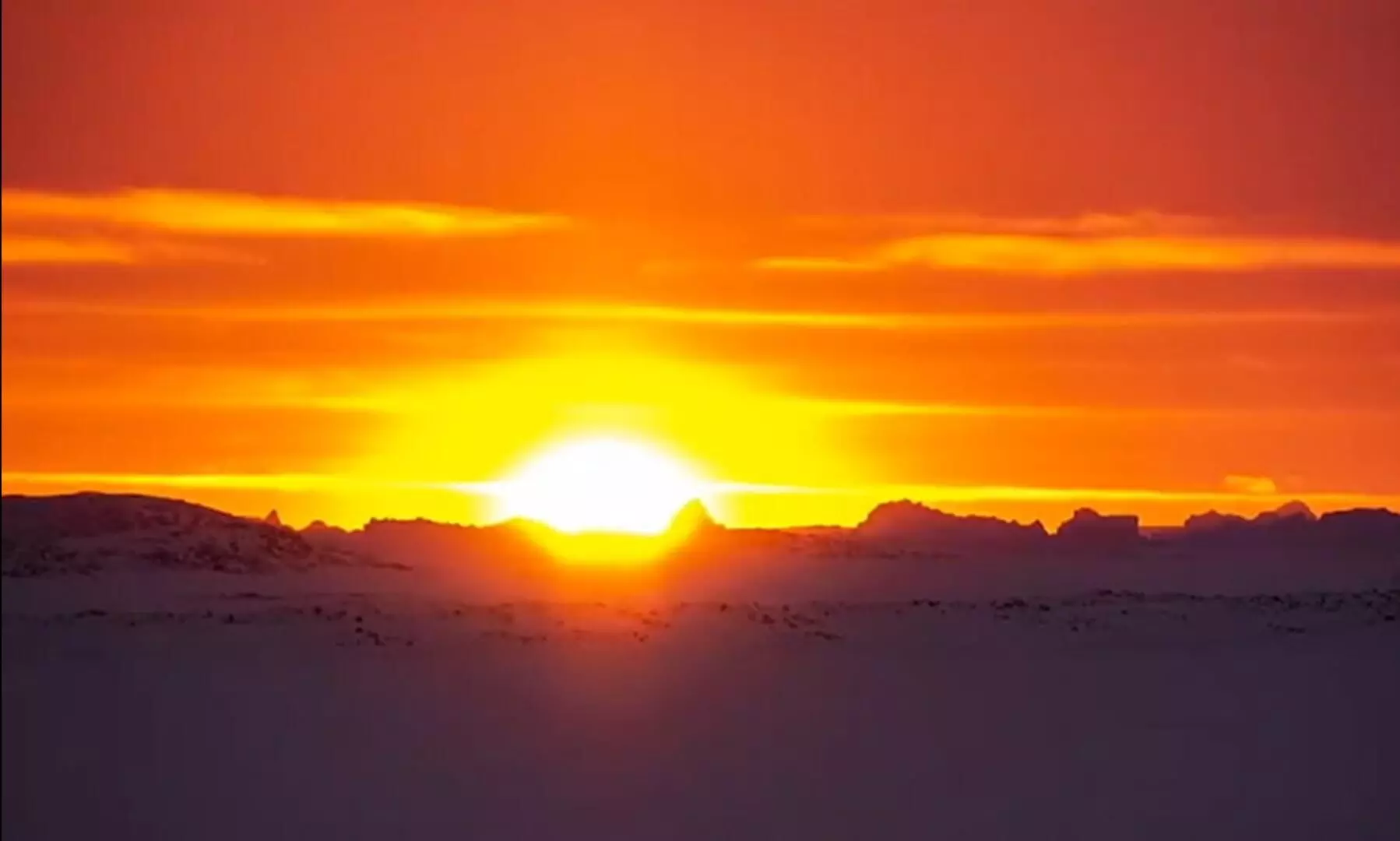 sun set in antarctica