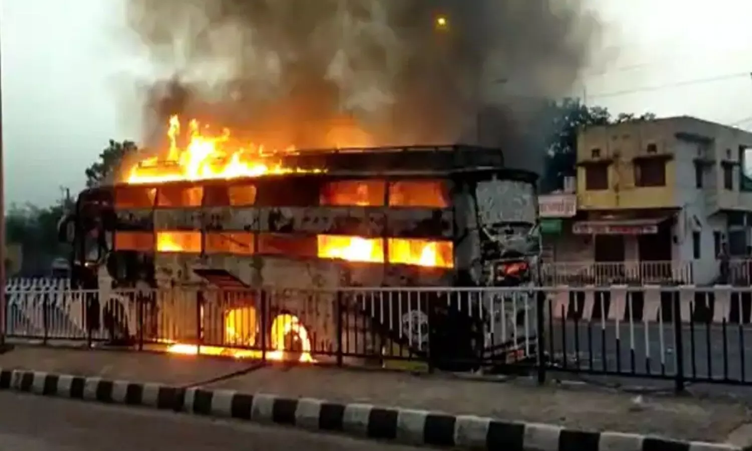 Fire broke out travel bus
