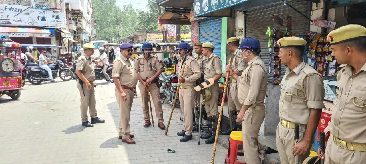 alert in bijnor district regarding friday prayers drones are being monitored SP flag march