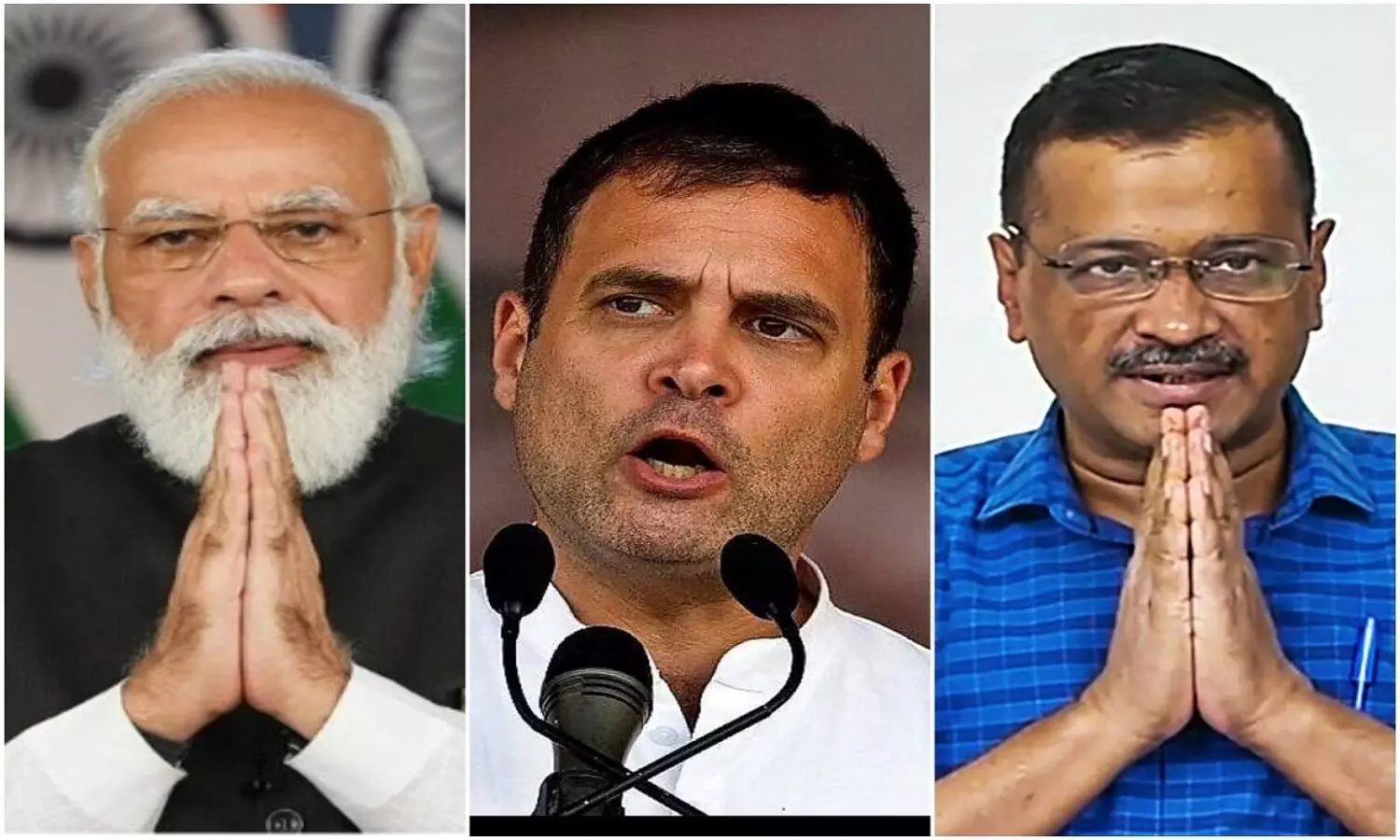 बीजेपी नरेन्द्र मोदी, कांग्रेस राहुल गांधी, आप अरविंद केजरीवाल