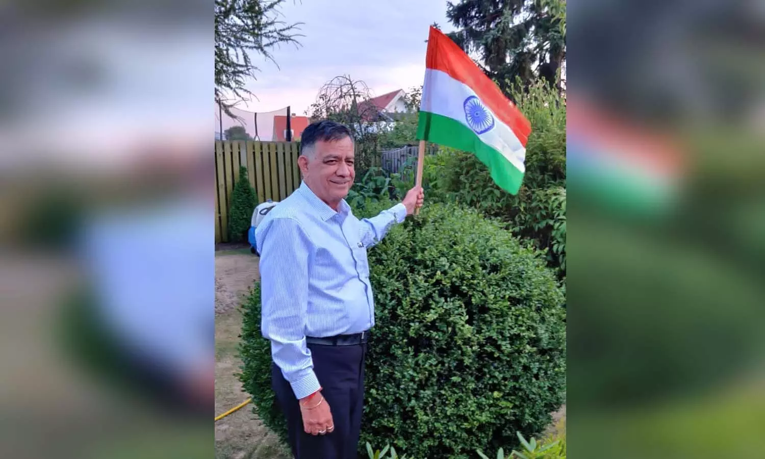 UP Assembly Speaker Satish Mahana hoisted the tricolor in Denmark on the occasion of Amrit Mahotsav of Azadi.