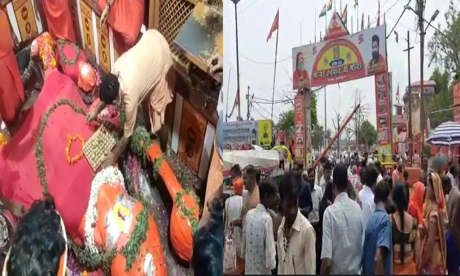 Flood knock in Prayagraj, Ganga reaches Hanuman temple on the banks of Sangam, unique coincidence for devotees