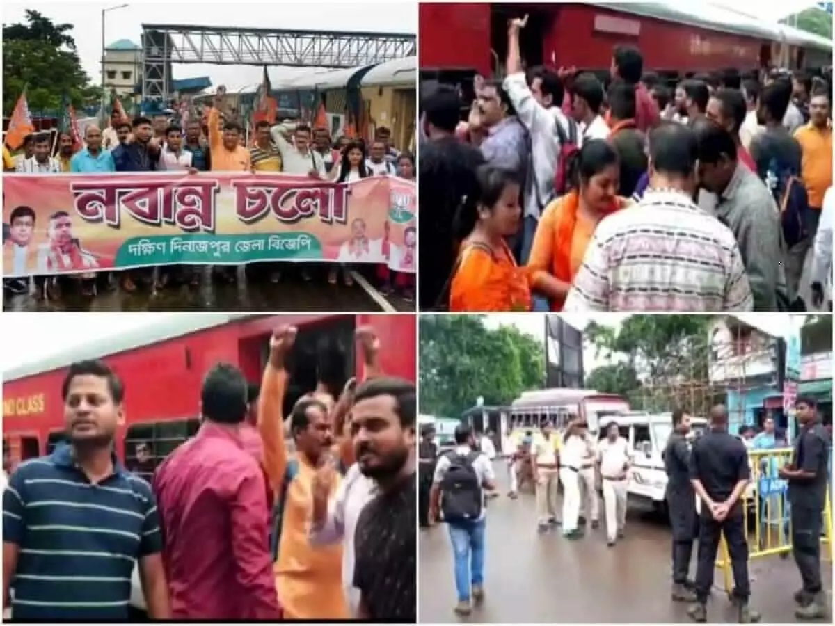 west bengal news nabanna campaign bjp workers clash between police subhendu adhikari arrested