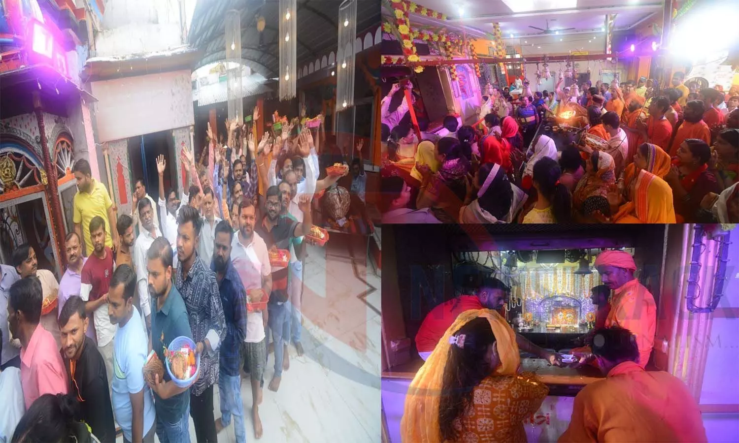 Mothers cheers in Badi Kali ji temple located in Chowk, Lucknow, crowd of devotees gathered on the first day of Navratri