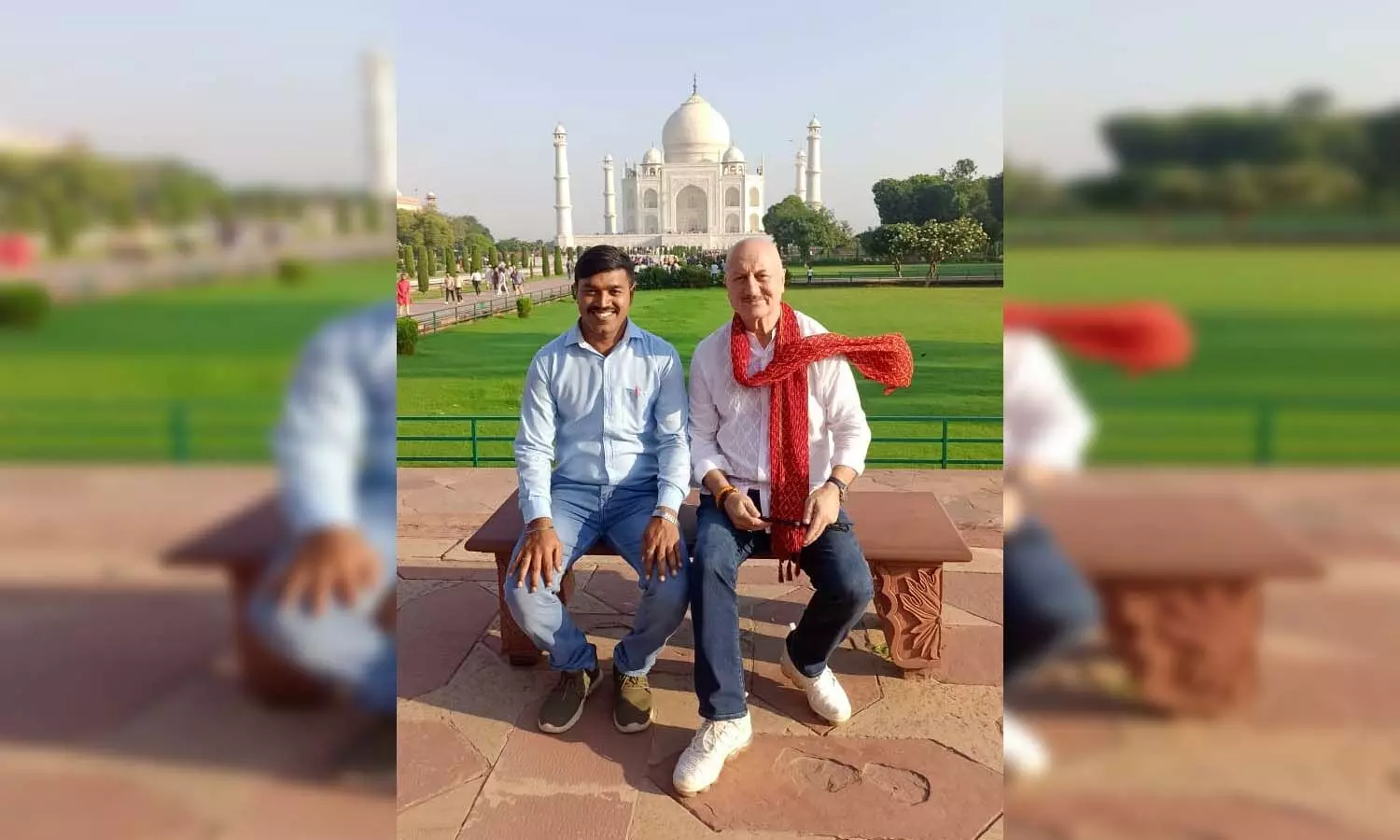 Actor Anupam Kher arrived in Agra for the shooting of his upcoming movie, visited the Taj Mahal