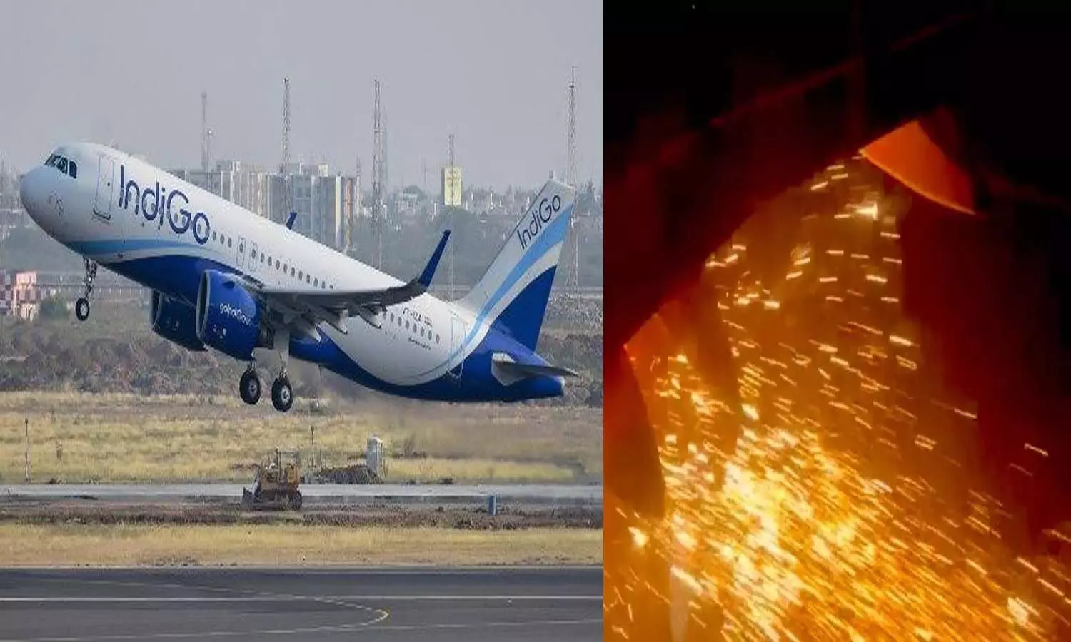 The engine of an Indigo Airlines flight caught fire during take-off at Delhis Indira Gandhi International Airport.