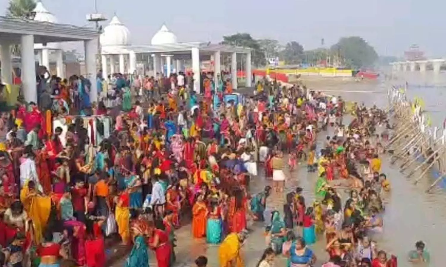 Today is the second day of Chhath Mahaparva, devotees gathered to take Gangajal before Kharna Mahaprasad.