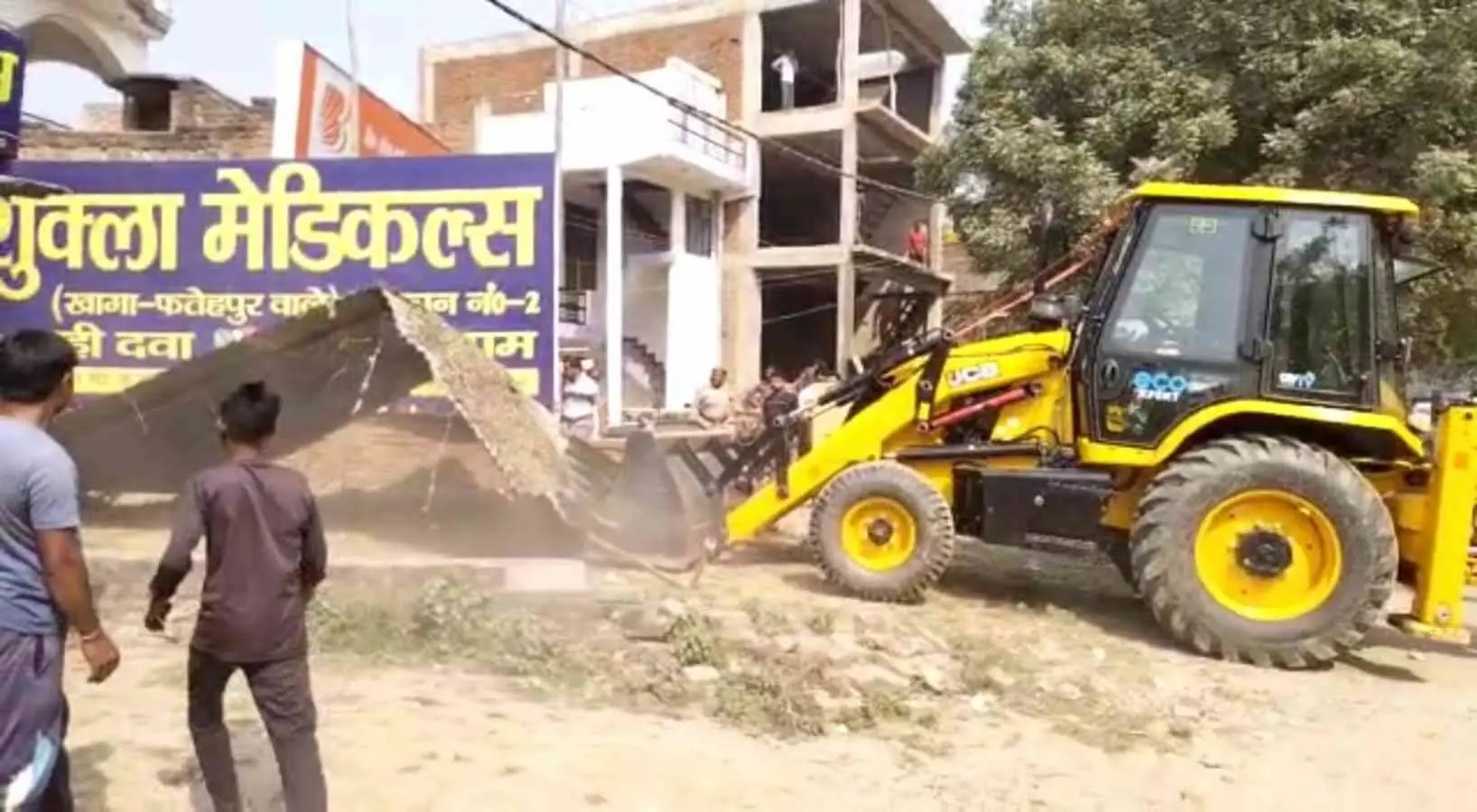 bulldozers run after up pwd minister jitin prasada raebareli visit shops removed in front of aiims