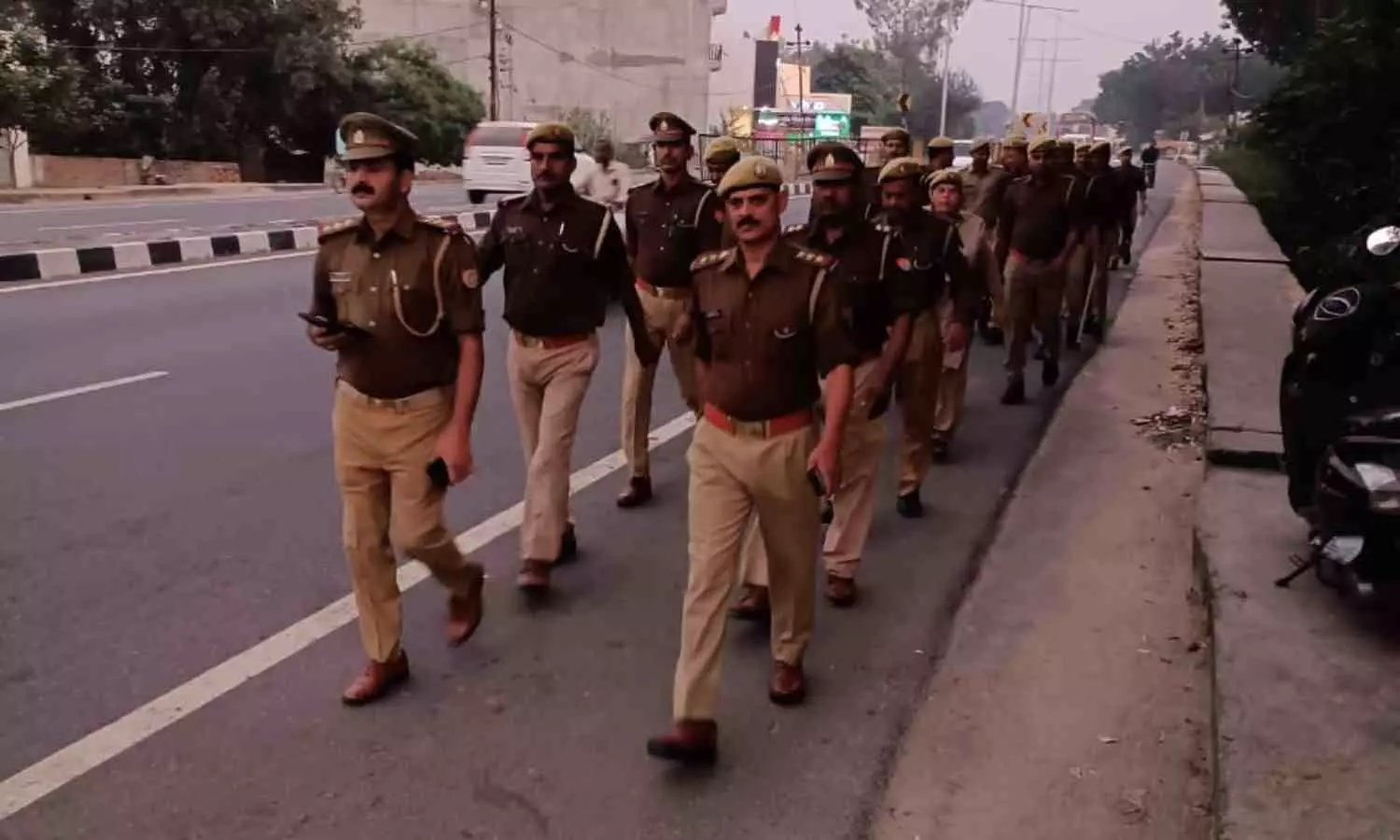 Lucknow News Police patrol on foot to maintain peace