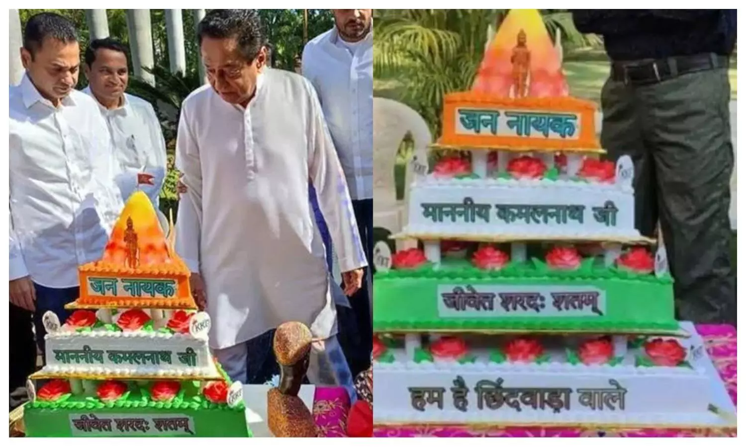 kamal nath cuts temple shaped cake