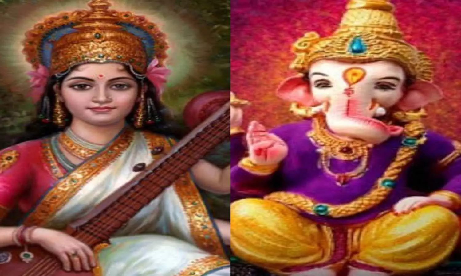 Lord Ganesha and Goddess Sarswati