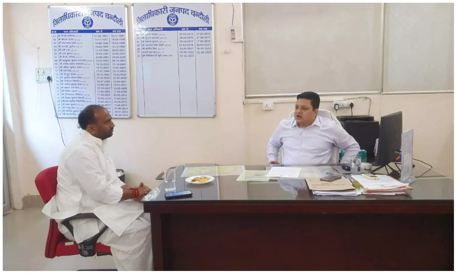 Samajwadi Party National Secretary discussed with DM over widening of Saidpur Chandauli road