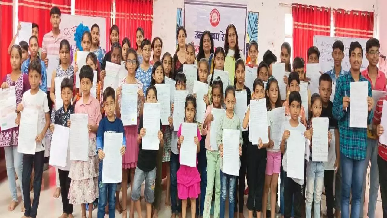 Children showed their writing skills in on spot essay competition