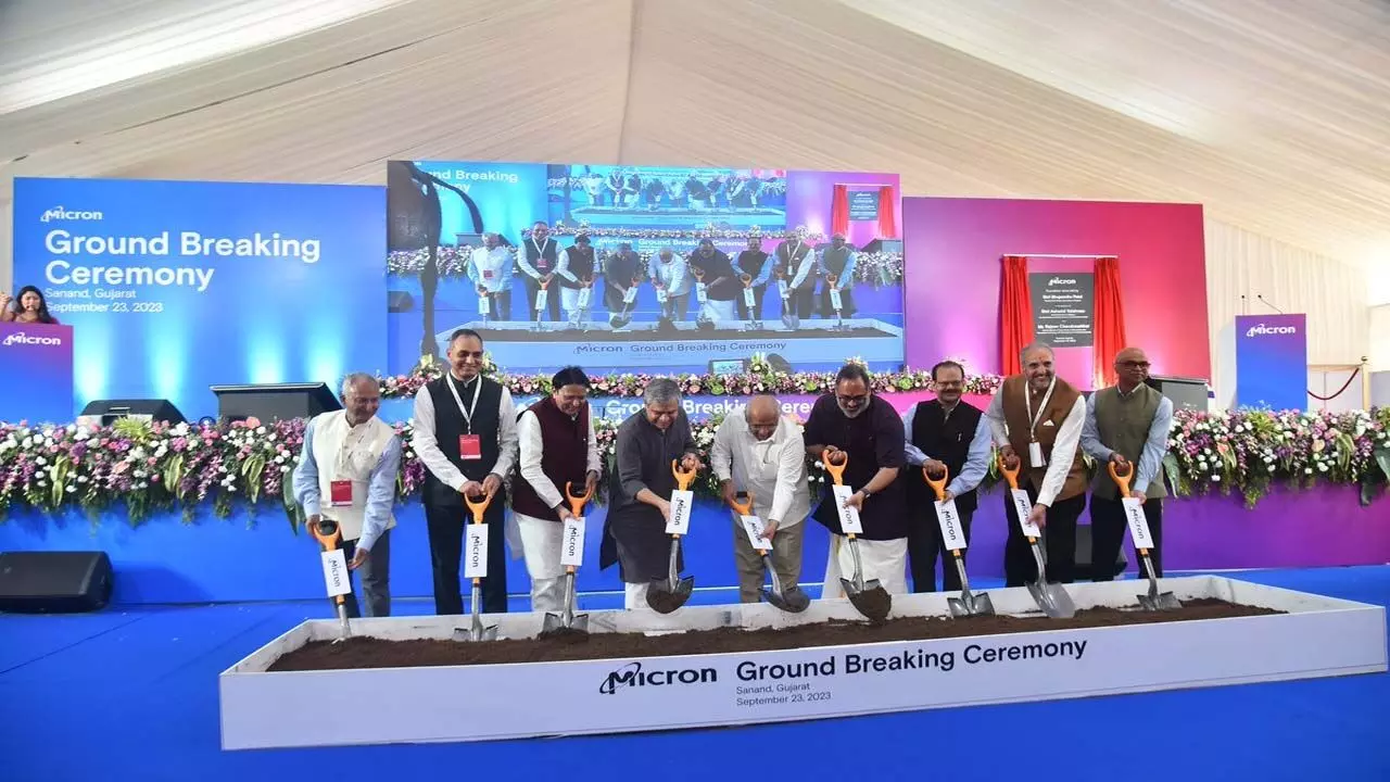 Foundation stone of semiconductor plant in Sanand, Gujarat