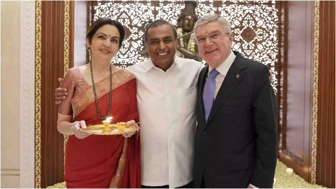IOC President Thomas Bach with Neeta Mukesh Ambani