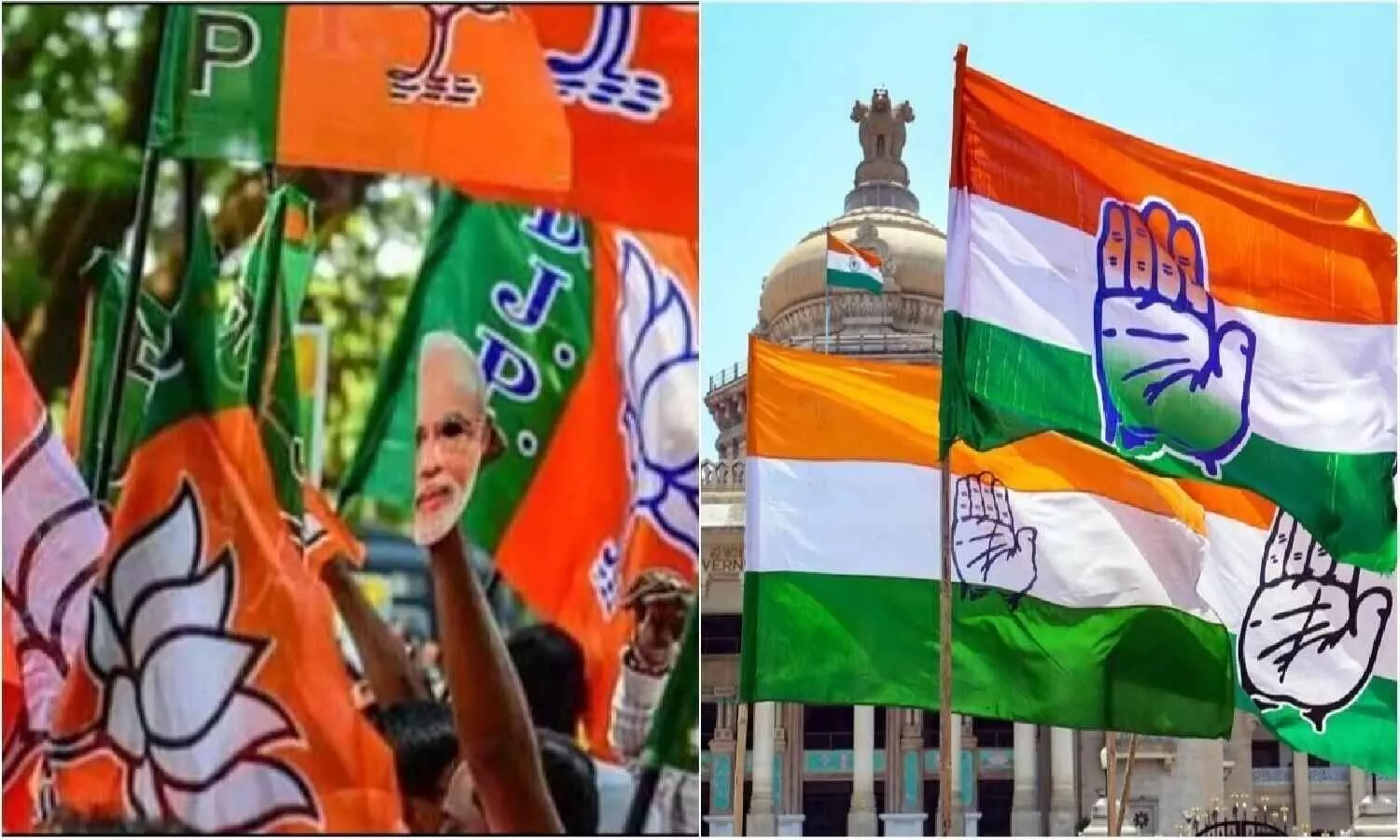 MP Election 2023 BJP Congress Flags