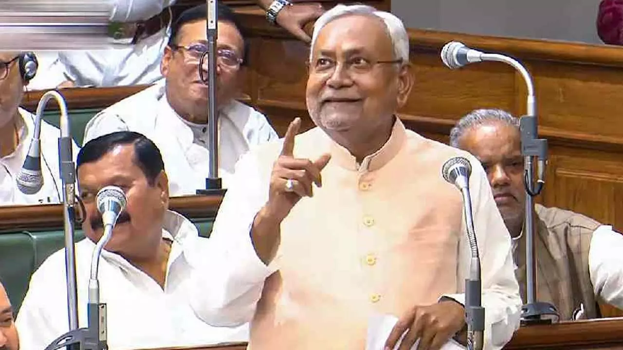What did Nitish Kumar say in the assembly which created an uproar?
