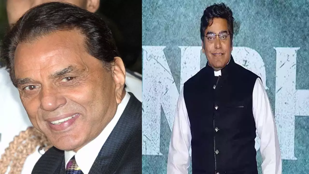 Veteran Bollywood actors Dharmendra, Ashutosh Rana in Lucknow in connection with the shooting