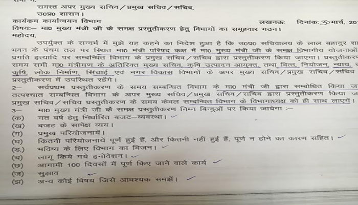 योगी के हठयोग से अफसर होंगे परेशान ...रात 6 से 9 देना होगा अपने विभाग का प्रजेंटेशन 