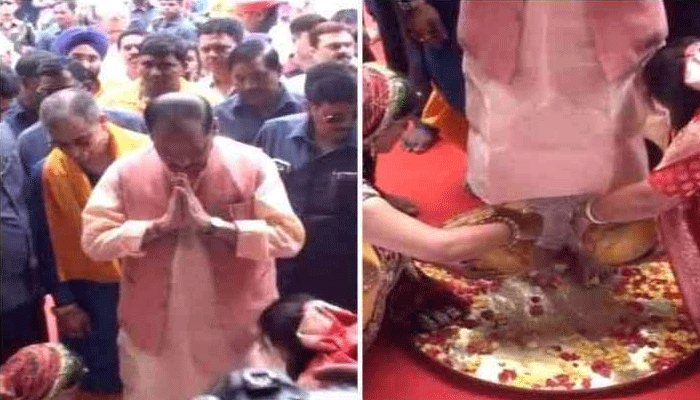 VIDEO में देखें: झारखंड के CM ने गुरु महोत्सव में महिलाओं से धुलवाए अपने पैर