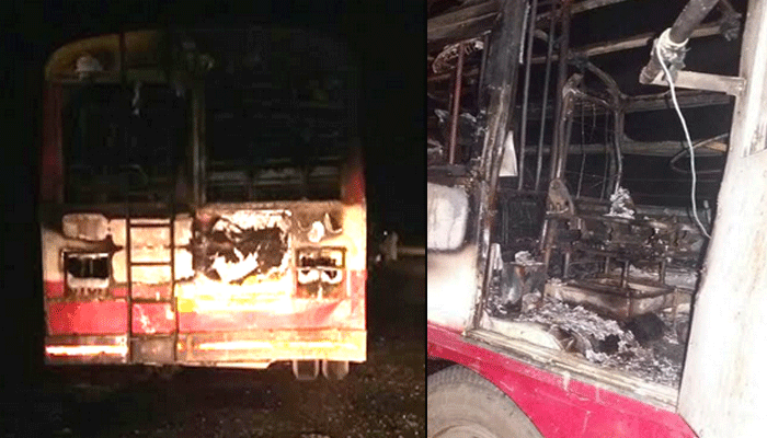 चलती बस में लगी आग, ड्राईवर और कंडक्टर की सूझबूझ ने बचाई 52 की जान
